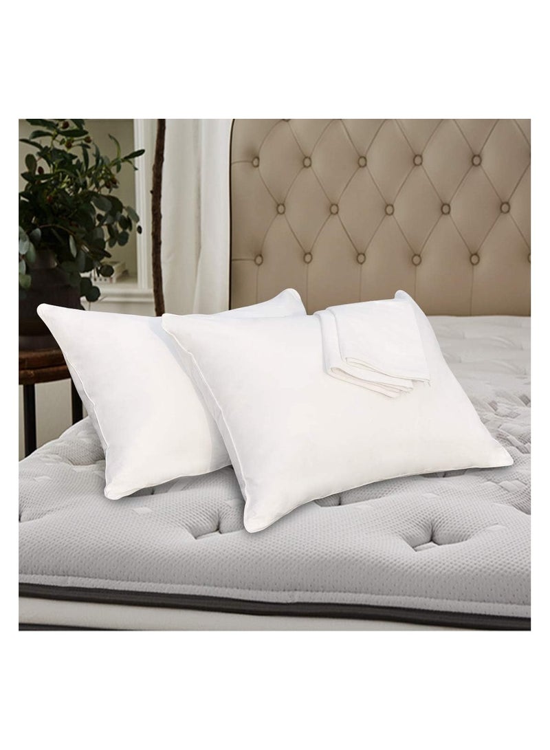 Precoco White Pillow Cases Standard Size-100% Cotton Pillowcase Covers with Zipper Hidden, Breathable & Ultra Soft/Pillow Covers for Easy Care, Set of 2 - Image 2