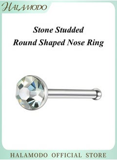 Generic 316LVM Surgical Steel Nose Ring with Cubic Zirconia Crystal Stainless Steel Nose Piercing Adjustable Nose Studs Comfortable and Secure Nose Jewelry Perfect for Sensitive Skin and Daily Wear  - Image 1