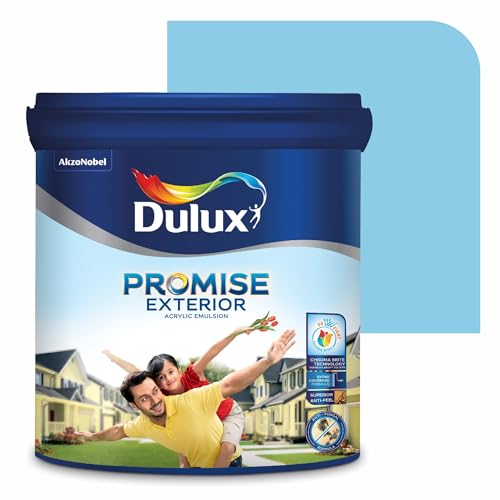 Dulux Promise Exterior Emulsion Paint (1L, Blue Chiffon)Ideal for exterior wall paint, smooth finish, anti-peel & anti-crack, perfect for dry to moderate climates, 3-year warranty - Image 1