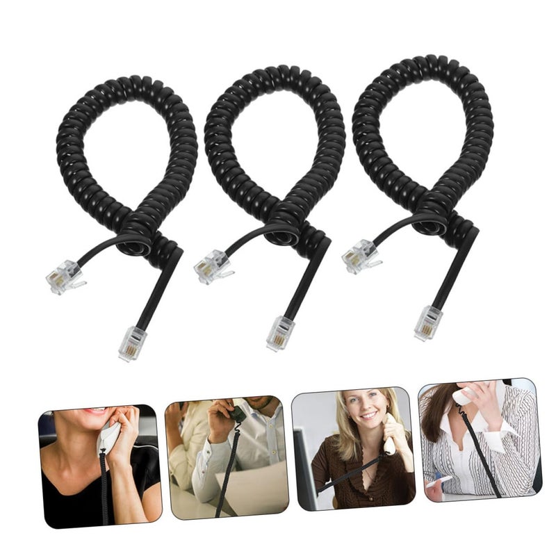 3 Pack Coiled Telephone Cord Flexible Landline Cable Stable Signal Transmission for Home Office - Image 3