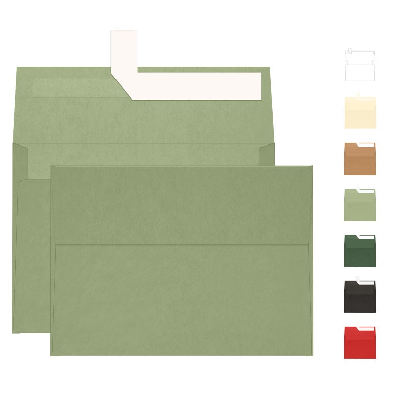 Goefun A7 Sage Green Envelopes 100 Pack, Goefun 5x7 Self Seal Printable Envelopes for Invitation, 5x7 Gift Cards, Birthday, Baby Shower, 5.25 x 7.25 in, 120GSM - Image 1