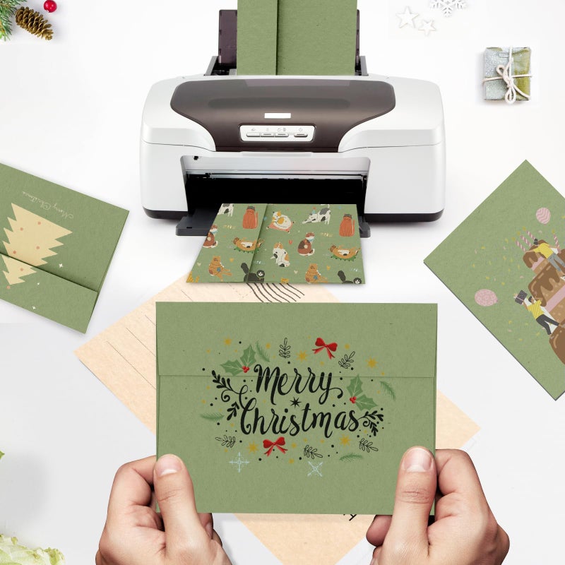 Goefun A7 Sage Green Envelopes 100 Pack, Goefun 5x7 Self Seal Printable Envelopes for Invitation, 5x7 Gift Cards, Birthday, Baby Shower, 5.25 x 7.25 in, 120GSM - Image 5