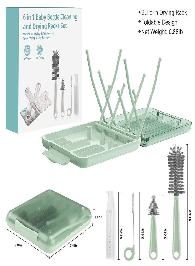 Termichy Travel Bottle Cleaning Kit: Portable Drying Rack & Brush Set for Working Moms - Compact Baby Essentials for Hotel & Camping (Light Green, Bottle Brush Set) - Image 2