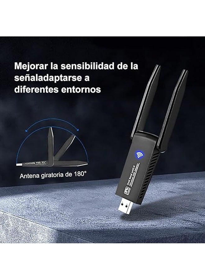 general Wi-Fi Adapter 1300Mbps Dual Band 5GHz/2.4GHz, USB 3.0, Adjustable Antenna Long Range WiFi Receiver, Strong Signal, WiFi Adapter for PC Desktop Laptop Compatible with Windows 10/7/8/8.1/XP, Mac OS - Image 3