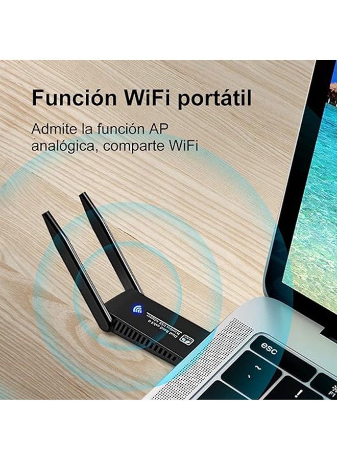 general Wi-Fi Adapter 1300Mbps Dual Band 5GHz/2.4GHz, USB 3.0, Adjustable Antenna Long Range WiFi Receiver, Strong Signal, WiFi Adapter for PC Desktop Laptop Compatible with Windows 10/7/8/8.1/XP, Mac OS - Image 4