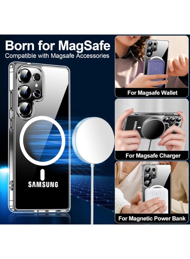 بورتوني غطاء حماية متوافق مع هاتف Samsung Galaxy S25 Ultra مع غطاء Magsafe مع زجاج مقوى 9D بتغطية كاملة وزجاج عالي الاستجابة لهاتف Samsung Galaxy S25 Ultra - Image 3