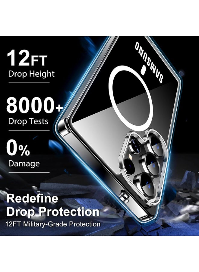 بورتوني غطاء حماية متوافق مع هاتف Samsung Galaxy S25 Ultra مع غطاء Magsafe مع زجاج مقوى 9D بتغطية كاملة وزجاج عالي الاستجابة لهاتف Samsung Galaxy S25 Ultra - Image 4