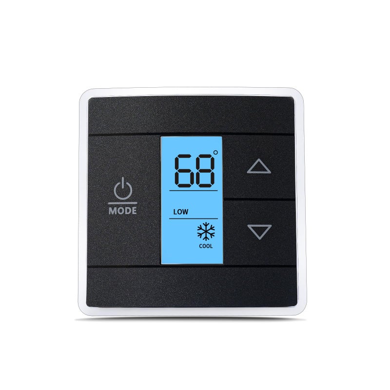 Fenglesha 3316250.712 Rv Single Zone Wall Thermostat Compatible With Dometic  Used For Cool/Heat/Furnace Control  Blue Backlight Lcd Display  Black 3-Wire - Image 1