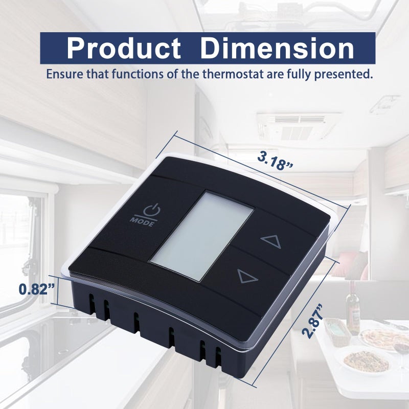 Fenglesha 3316250.712 Rv Single Zone Wall Thermostat Compatible With Dometic  Used For Cool/Heat/Furnace Control  Blue Backlight Lcd Display  Black 3-Wire - Image 4