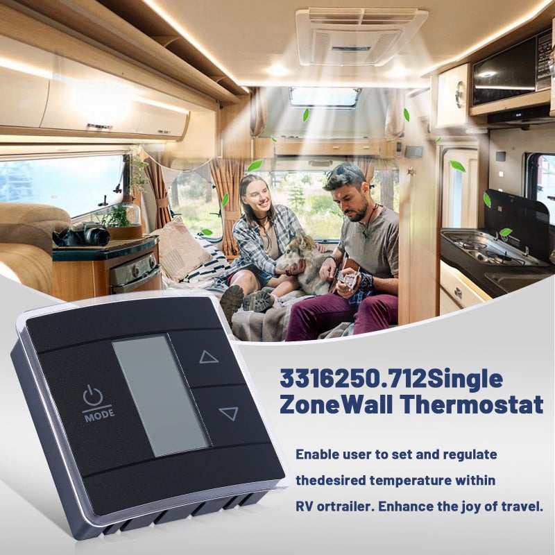 Fenglesha 3316250.712 Rv Single Zone Wall Thermostat Compatible With Dometic  Used For Cool/Heat/Furnace Control  Blue Backlight Lcd Display  Black 3-Wire - Image 3