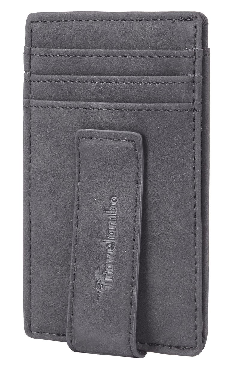 Travelambo Travelambo Money Clip for Men Magnetic Front Pocket Wallet Slim Wallet Minimalist Card Holder RFID Blocking (Black Smooth)  - Image 1