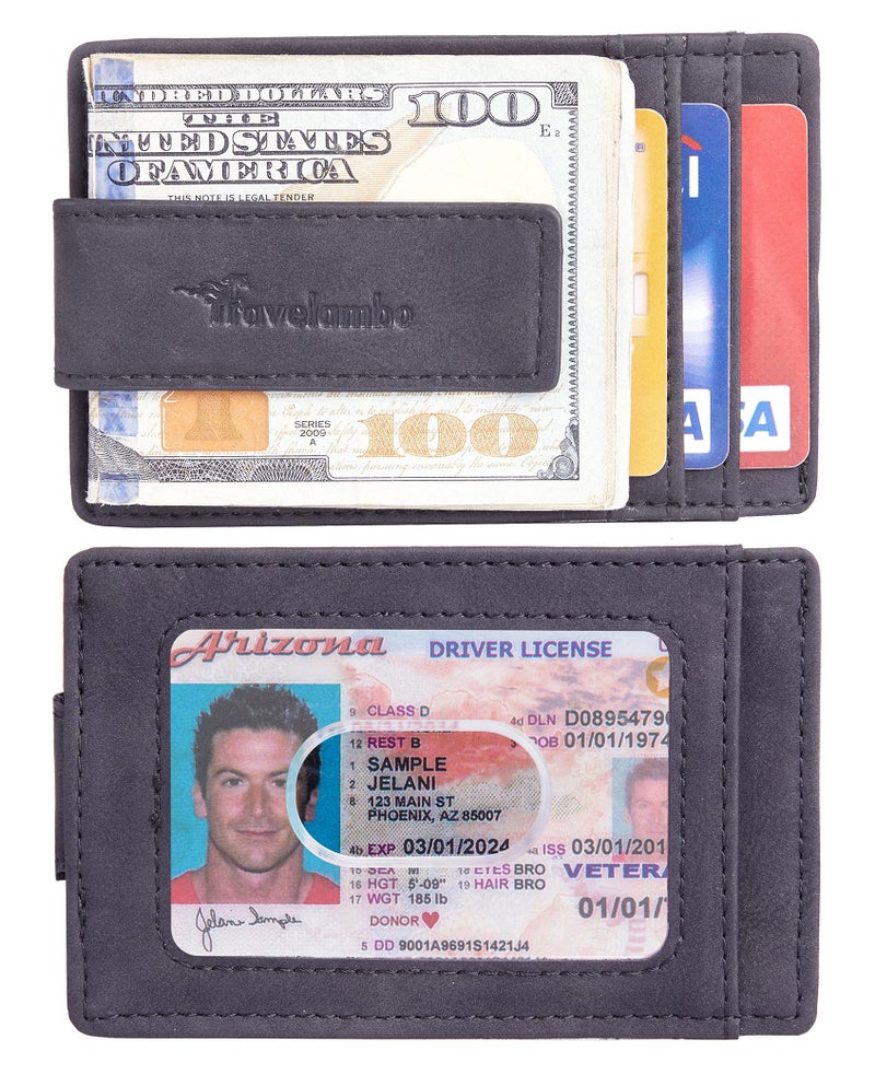 Travelambo Travelambo Money Clip for Men Magnetic Front Pocket Wallet Slim Wallet Minimalist Card Holder RFID Blocking (Black Smooth)  - Image 2