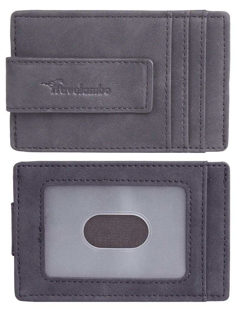 Travelambo Travelambo Money Clip for Men Magnetic Front Pocket Wallet Slim Wallet Minimalist Card Holder RFID Blocking (Black Smooth)  - Image 3