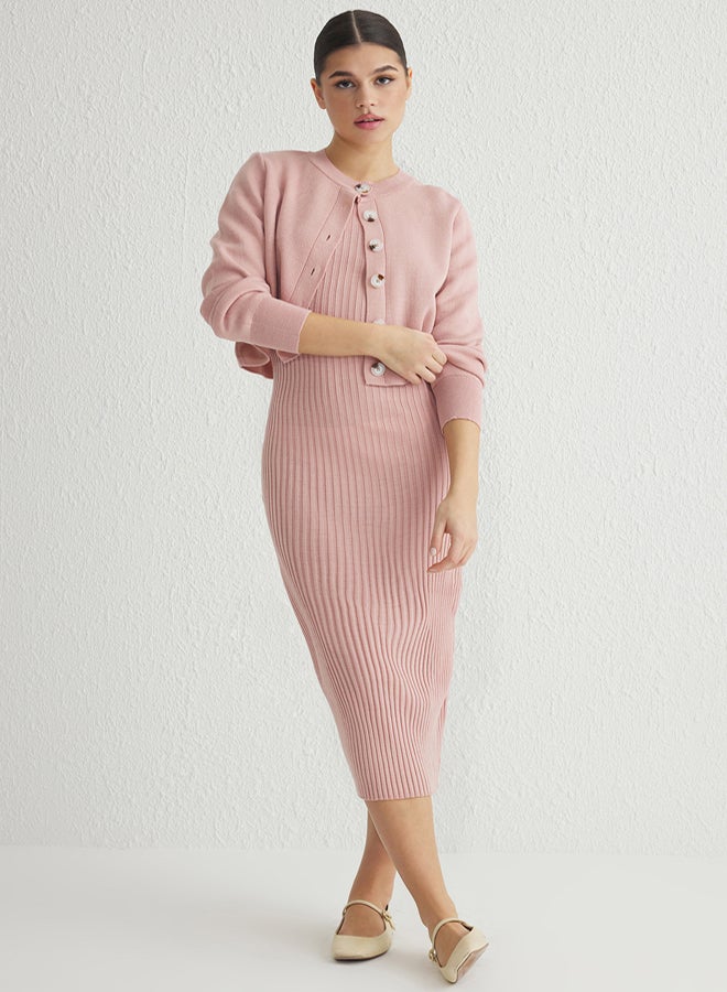 trendyol Pink Plain Midi Dress - Image 2