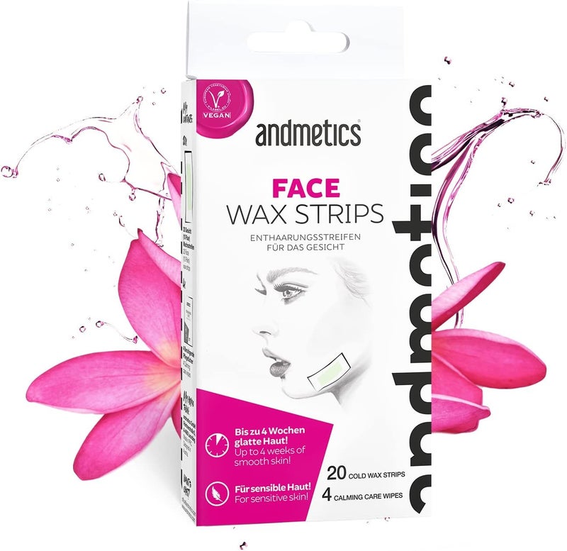 Andmetics شرائط شمع الوجه من أندميتيكس لإزالة الشعر بالشمع البارد 20 × شرائط شمع - Image 1