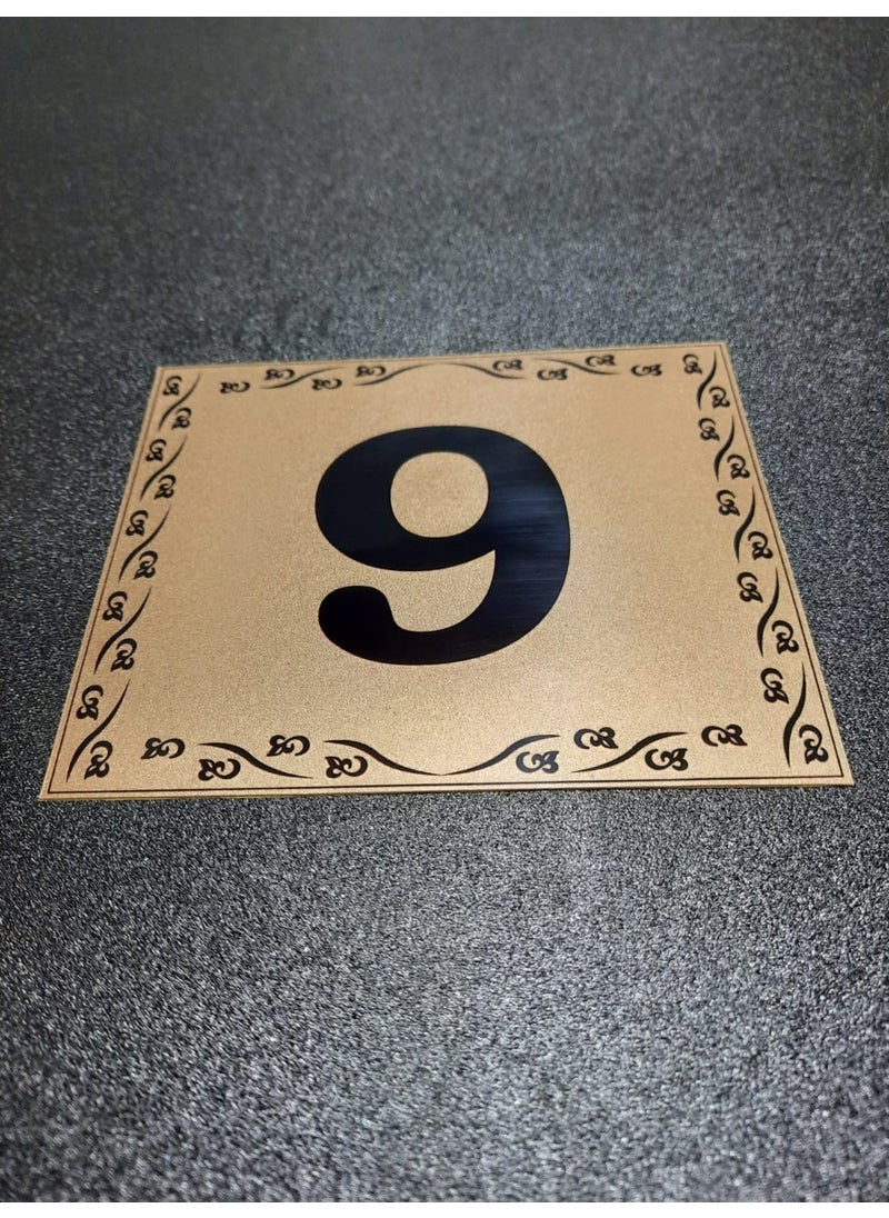 GEN Door Number 10X12 cm Adhesive No 9 Metallic Golden Yellow  - Image 1