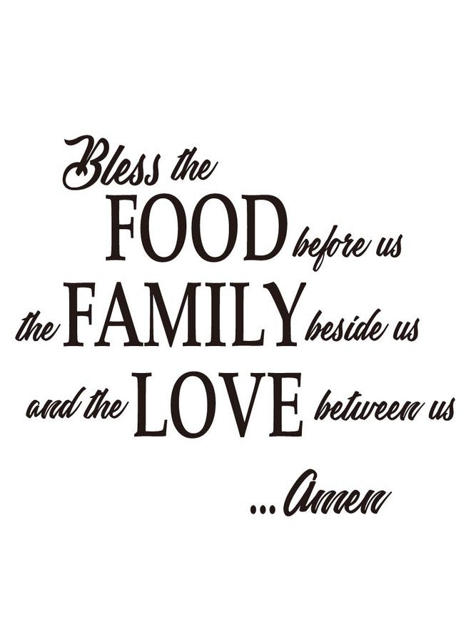 MOVANKRO Bless The Food Before us, The Family Beside us, and The Love Between us Amen - Wall Decal Quotes Prayer Dining Room Kitchen Home Décor Bible Verse Motto Words Art Letters Pure Black Vinyl - Image 1