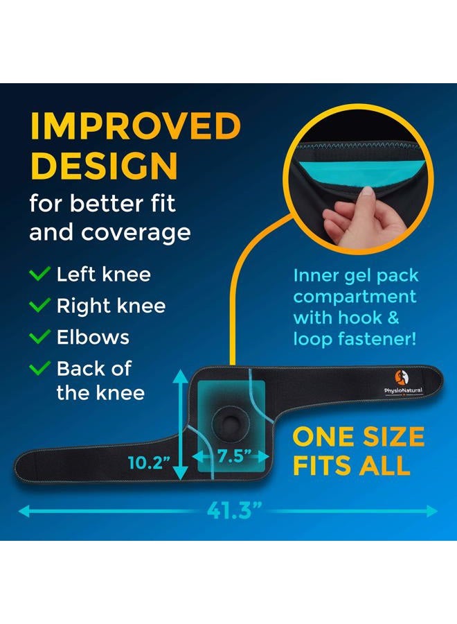 PhysioNatural Ice Pack for Knee Pain Relief, Reusable Gel Ice Wrap for Leg Injuries, Swelling, Knee Replacement Surgery, Cold Compress Therapy for Arthritis, Meniscus Tear and ACL - Image 4