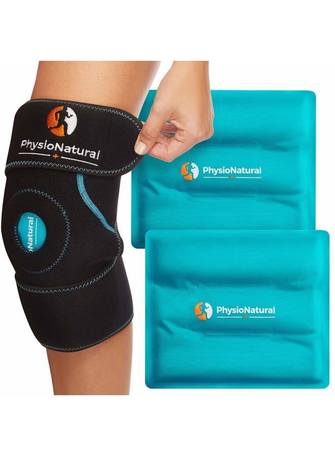 PhysioNatural Ice Pack for Knee Pain Relief, Reusable Gel Ice Wrap for Leg Injuries, Swelling, Knee Replacement Surgery, Cold Compress Therapy for Arthritis, Meniscus Tear and ACL - Image 1