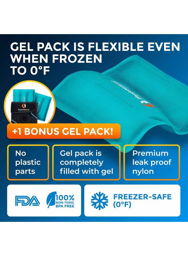 PhysioNatural Ice Pack for Knee Pain Relief, Reusable Gel Ice Wrap for Leg Injuries, Swelling, Knee Replacement Surgery, Cold Compress Therapy for Arthritis, Meniscus Tear and ACL - Image 5