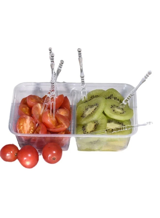 Transparent Plastic Heart-Shaped Fork Disposable Fruit Fork Two Teeth Small Fork Heart Shaped Cutlery For Special Occasions-Specifications:Love Transparent 500 Only Bulk - Image 5