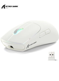 Attack Shark X5 Wireless Gaming Mouse with Tri-Modes BT 5.1/2.4Ghz/USB-C,Lightweight 49g,PAW3212 Optical Sensor,Rechargeable Battery,RGB LED Honeycomb Mice for PC Games-White  - Image 1
