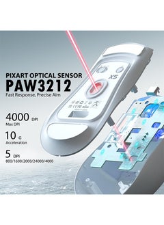 Attack Shark X5 Wireless Gaming Mouse with Tri-Modes BT 5.1/2.4Ghz/USB-C,Lightweight 49g,PAW3212 Optical Sensor,Rechargeable Battery,RGB LED Honeycomb Mice for PC Games-White  - Image 5