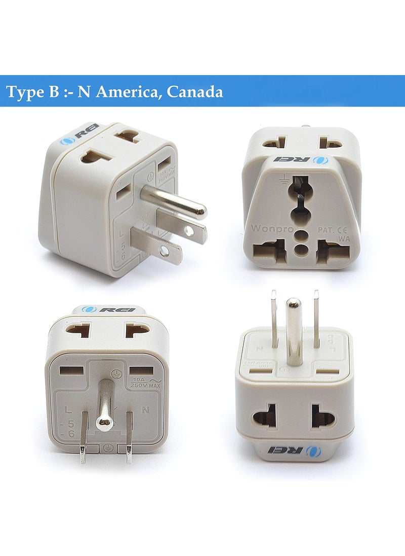 OREI Orei 7 World Travel Adapter Plug Set Safe Grounded for Europe Germany Italy S Africa China Australia UK India and More Small White  - Image 3