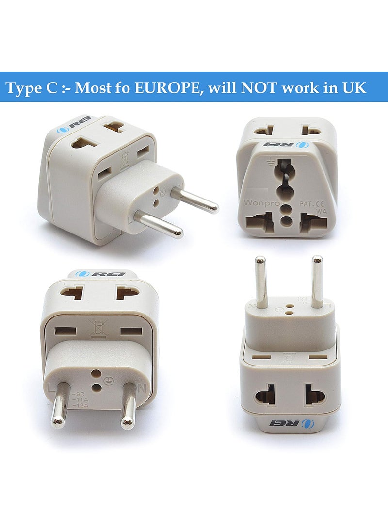 OREI Orei 7 World Travel Adapter Plug Set Safe Grounded for Europe Germany Italy S Africa China Australia UK India and More Small White  - Image 4