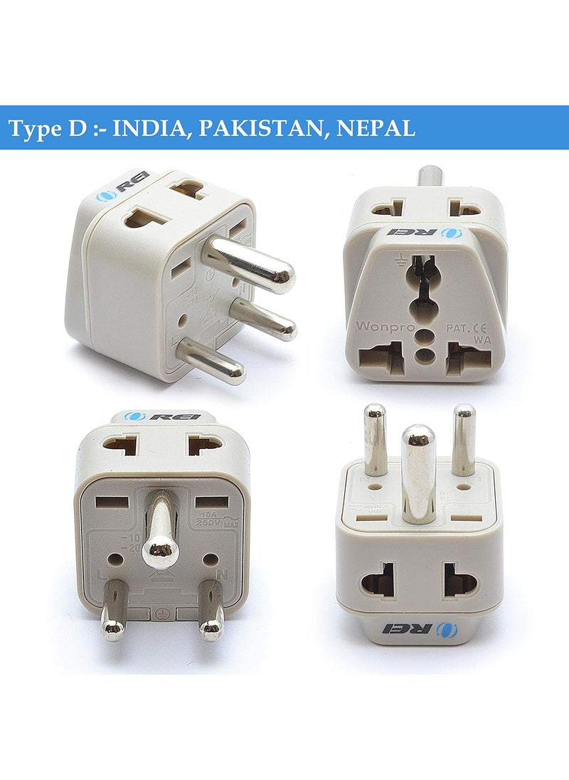 OREI Orei 7 World Travel Adapter Plug Set Safe Grounded for Europe Germany Italy S Africa China Australia UK India and More Small White  - Image 5