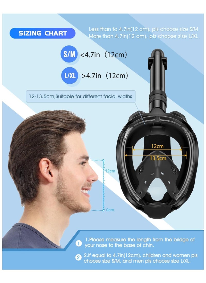 Beauenty Full Face Snorkel Mask for Adults with Latest Dry Top System, Foldable 180 Degree Panoramic View Snorkeling Mask with Camera Mount, Safe Breathing, Anti-Leaku0026Anti-Fog, Adjustable Straps  - Image 4