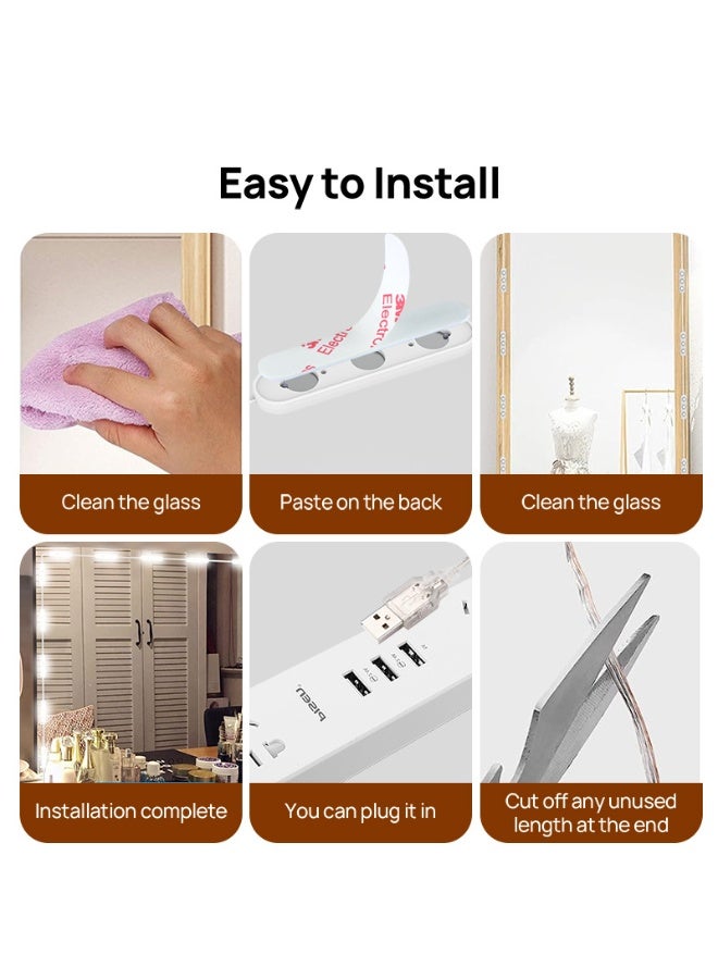 مصابيح مرآة الزينة LED، مصباح مكياج على طراز هوليوود، مصباح LED أبيض فائق السطوع، شريط إضاءة للتحكم باللمس قابل للتعتيم، لطاولة الزينة ومرآة الحمام، المرآة غير متضمنة - Image 3