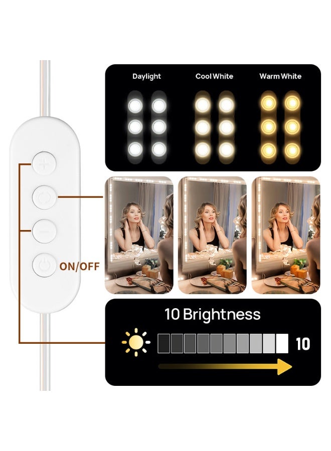 مصابيح مرآة الزينة LED، مصباح مكياج على طراز هوليوود، مصباح LED أبيض فائق السطوع، شريط إضاءة للتحكم باللمس قابل للتعتيم، لطاولة الزينة ومرآة الحمام، المرآة غير متضمنة - Image 2