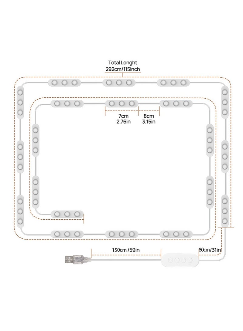 مصابيح مرآة الزينة LED، مصباح مكياج على طراز هوليوود، مصباح LED أبيض فائق السطوع، شريط إضاءة للتحكم باللمس قابل للتعتيم، لطاولة الزينة ومرآة الحمام، المرآة غير متضمنة - Image 4