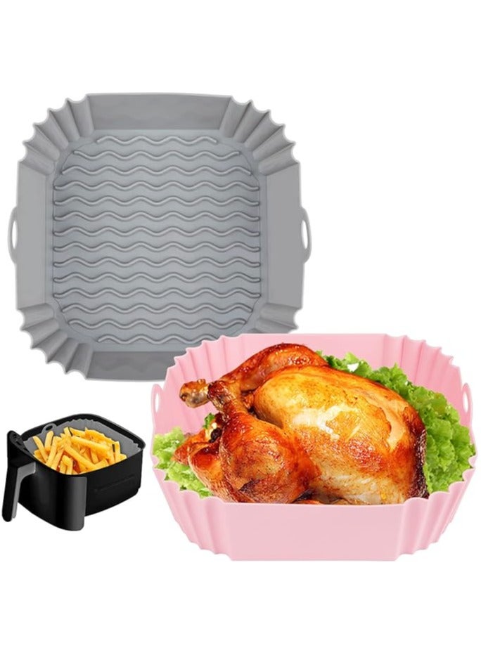 2-Pack Square Silicone Air Fryer Liners - 8 Inch Reusable Liners - Image 1