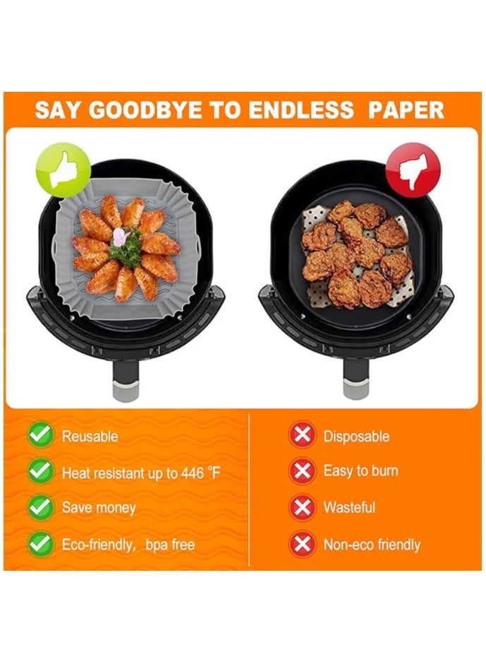 2-Pack Square Silicone Air Fryer Liners - 8 Inch Reusable Liners - Image 2
