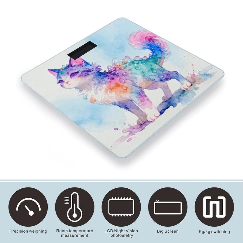 Rainbow Crystal Phantom Cat Weight Scale Household High Precision Digital Body Scale Cute Compact Slim Bathroom Scale Sleek Modern Personal Body Weighing Machine for Bedroom Kitchen and Bathroom - Image 3
