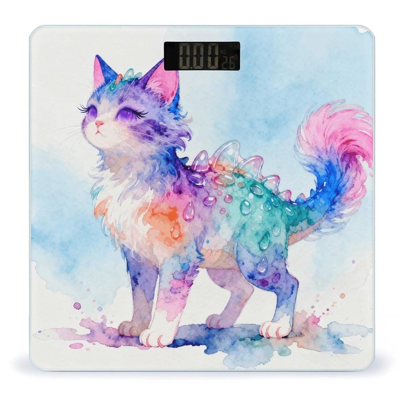 Rainbow Crystal Phantom Cat Weight Scale Household High Precision Digital Body Scale Cute Compact Slim Bathroom Scale Sleek Modern Personal Body Weighing Machine for Bedroom Kitchen and Bathroom - Image 1