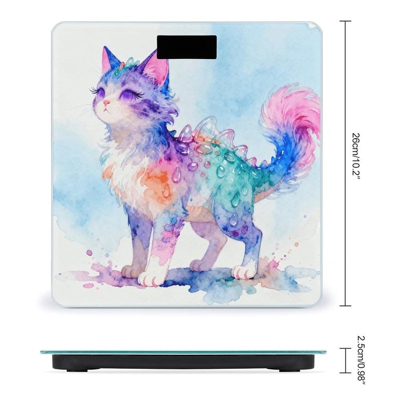 Rainbow Crystal Phantom Cat Weight Scale Household High Precision Digital Body Scale Cute Compact Slim Bathroom Scale Sleek Modern Personal Body Weighing Machine for Bedroom Kitchen and Bathroom - Image 2