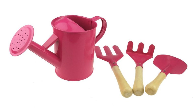Apol Gardening Tool Set for Kids Children Includes Watering Can Gloves Shovel Rake Fork and Carry Bag Girls Boys Gift (Pink) - Image 2