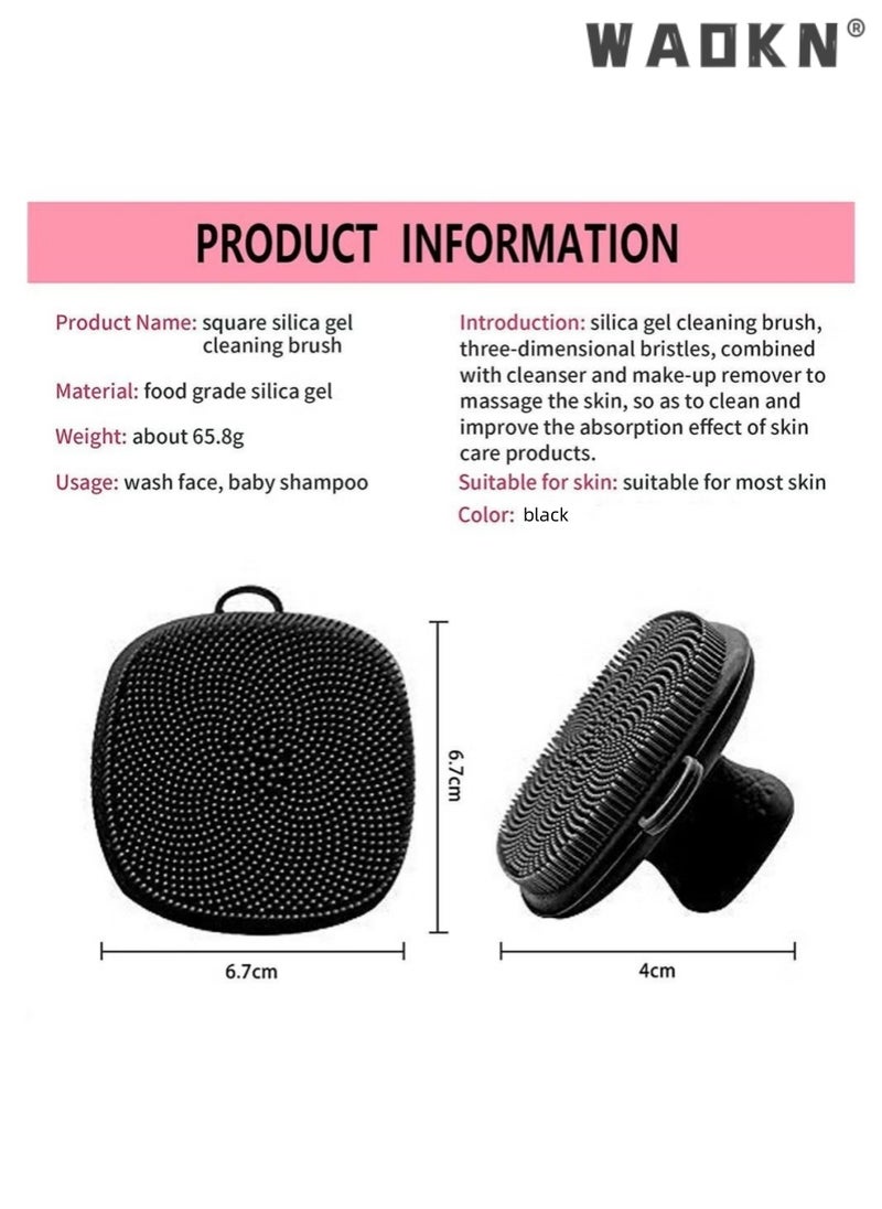 WAOKN Black Square Silicone Facial Beauty and Cleaning Brush, Facial Pore Cleaning and Facial Cleansing Brush, Manual Waterproof Cleansing and Skincare Cleansing Brush, Deep Cleansing of Pores  - Image 4