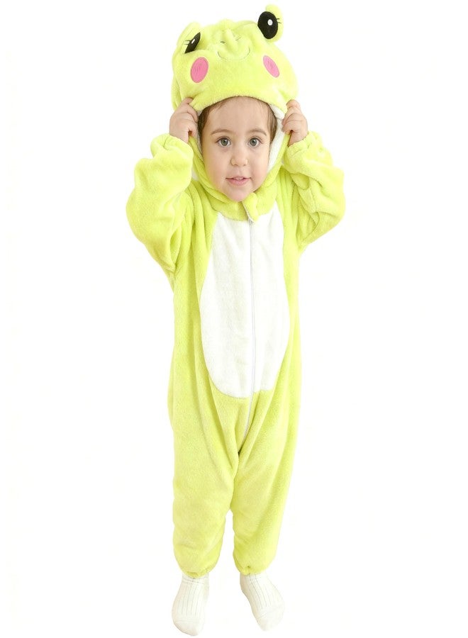 DarkCom Unisex Baby Animal Onesie Toddler Hooded Romper Halloween Cosplay Frog Costumes Kids 6-12 Months Green - Image 1