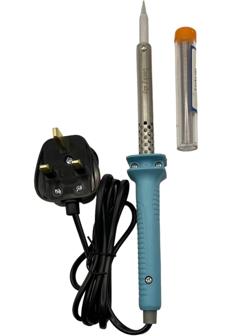 Lucky Sky Professional Electric Soldering Iron 3Pin Uk Plug With 20 gm Solder Wire. (40, Watts) - Image 1