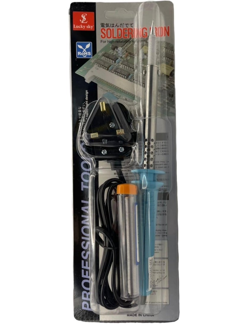 Lucky Sky Professional Electric Soldering Iron 3Pin Uk Plug With 20 gm Solder Wire. (40, Watts) - Image 3