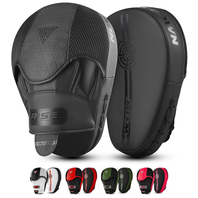WYOX Boxing Pads, Curved Focus Mitts, Premium Synthetic Leather â€“ Boxing Pad for Hook & Jab Training, Adjustable Ventilated Strap, Muay Thai Kickboxing Martial Arts Punching Hand Target Strike Shield - Image 1