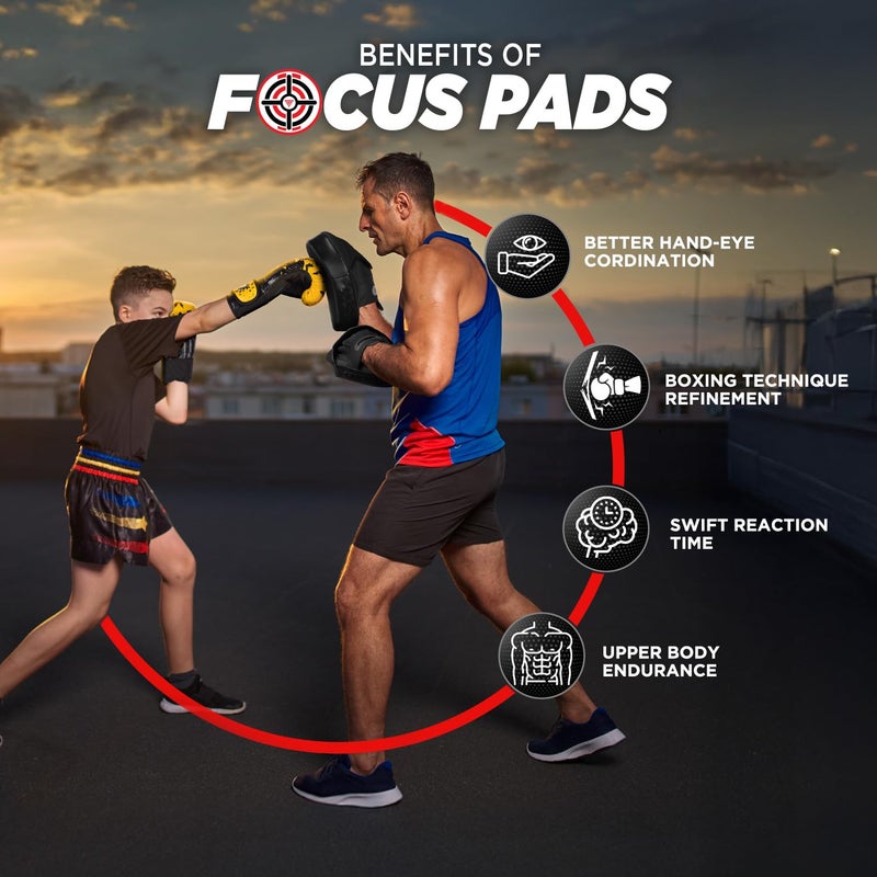 WYOX Boxing Pads, Curved Focus Mitts, Premium Synthetic Leather â€“ Boxing Pad for Hook & Jab Training, Adjustable Ventilated Strap, Muay Thai Kickboxing Martial Arts Punching Hand Target Strike Shield - Image 5
