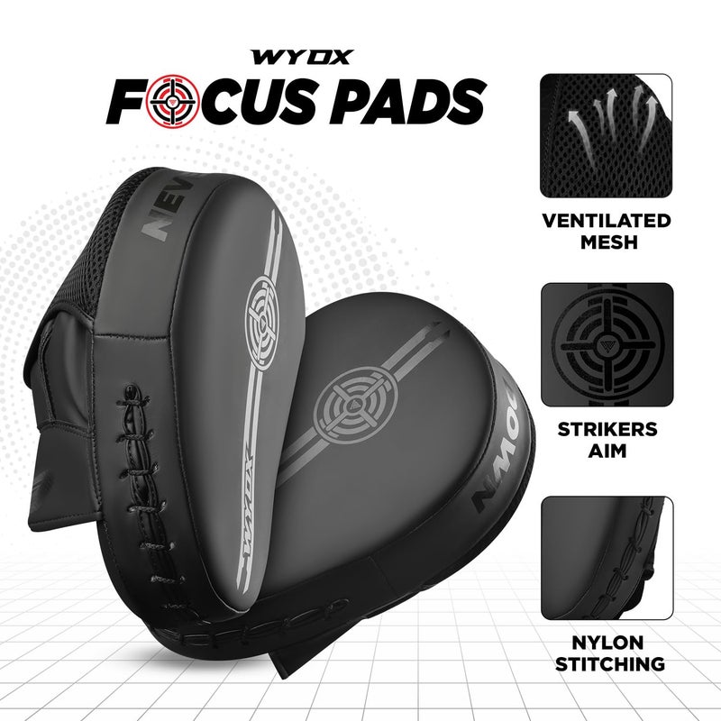 WYOX Boxing Pads, Curved Focus Mitts, Premium Synthetic Leather â€“ Boxing Pad for Hook & Jab Training, Adjustable Ventilated Strap, Muay Thai Kickboxing Martial Arts Punching Hand Target Strike Shield - Image 4