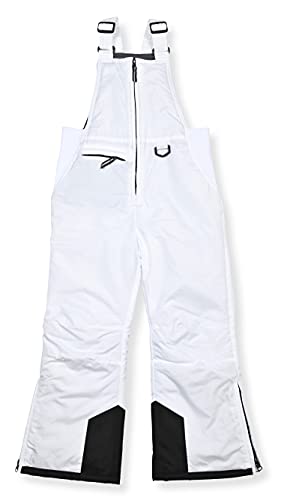 Arctic Quest Boys Girls Unisex Classic Ski & Snow Bib Overall Winter Snowsuit Water-Resistant Windproof Outdoor Rain Bib, White, 14-16 - Image 1
