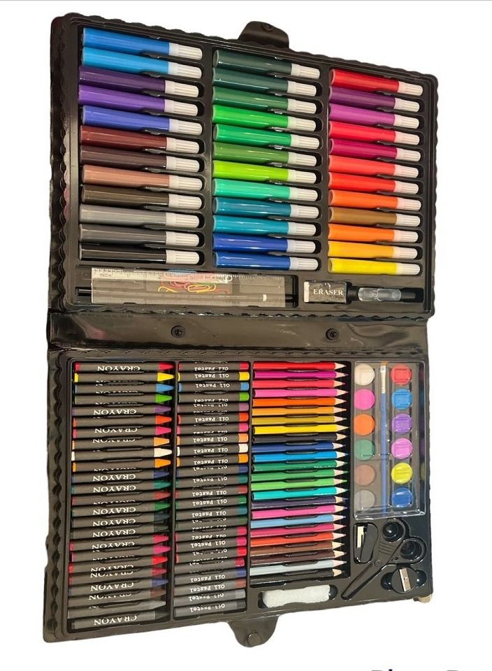 مجموعة فنية من دريس مكونة من 150 قطعة - أدوات فنية للرسم والتلوين والمزيد في علبة بلاستيكية - تقدم هدية رائعة للأطفال والكبار - Image 2