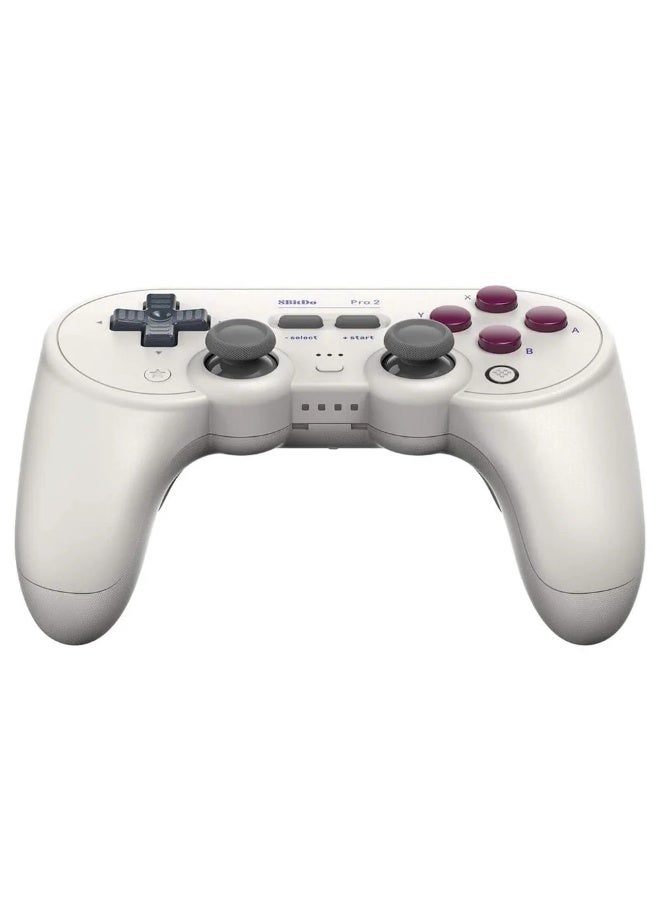 8بت دو وحدة تحكم 8Bitdo Pro 2 بتقنية البلوتوث لجهازي Switch / Switch 2، مزودة بعصا تحكم بتقنية Hall Effect، وزرين خلفيين احترافيين (Paddle)، وحدة تحكم ألعاب لاسلكية متوافقة مع Switch، والكمبيوتر، وأجهزة Android، وSteam – باللون الأبيض. - Image 4